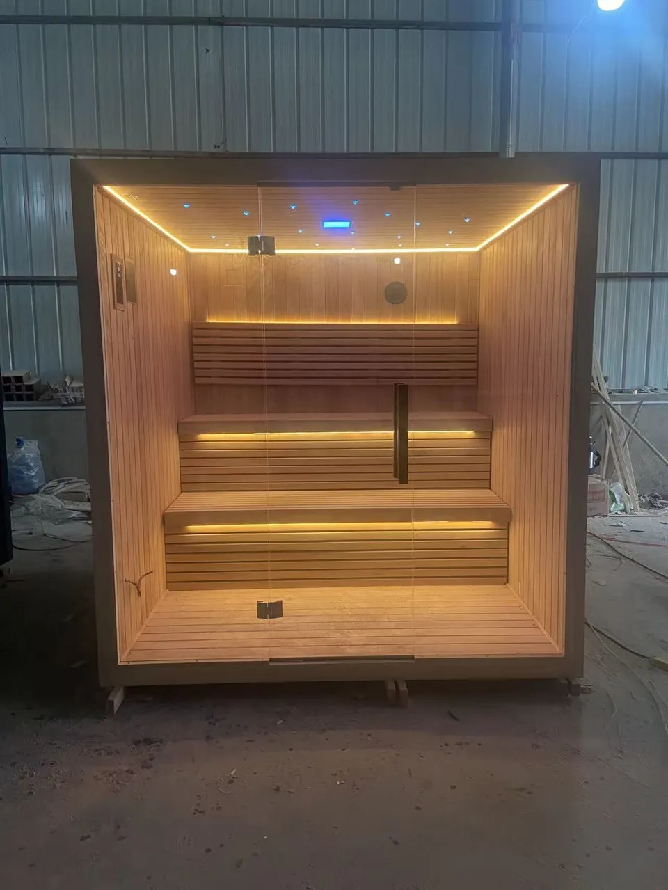Sauna de infrarrojos lejanos interior de vapor seco de baja temperatura de madera maciza